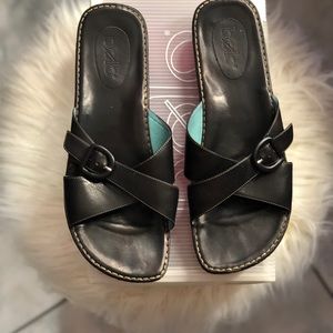 Black leather sandals